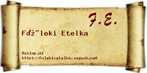 Füleki Etelka névjegykártya